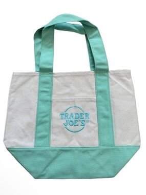 NEW, Trader Joe's Mint Green MINI Canvas Tote Bag Limited Edition Pastel Green